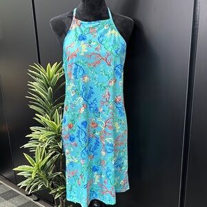 Banana Boat UPF 50+ halter style, lightweight aqua/coral sea life pattern